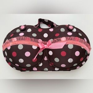The Brag Company Brown Case with Pink and White Dots